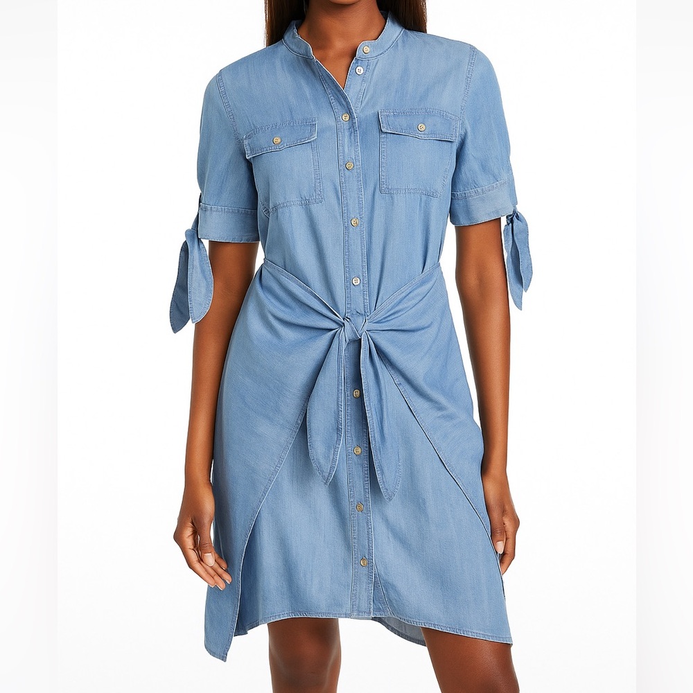 ✨ Michael Michael Kors Chambray Tie-Front Shirt Dress XS ✨
